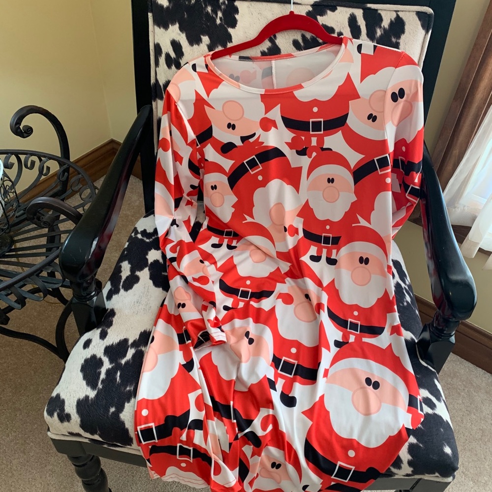 LADIES 🎅 SANTAS PRINT DRESS SIZE LARGE NWOT